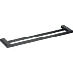 Cora Round Cornered Rectangle Double Towel Rail 800 mm Matt Black