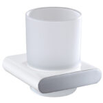 Cora Round Cornered Rectangle Tumbler Holder White & Chrome