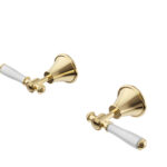 Clasico Heritage Federation Vintage Wall Top Assemblies Ceramic Handle Brushed Gold