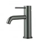 Otus Slimline SS Basin Mixer Curved Spout Gun Metal