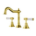 Clasico Heritage Federation Vintage Ceramic Handle Basin Set Brushed Gold