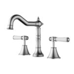 Clasico Heritage Federation Vintage Ceramic Handle Basin Set Brushed Nickel