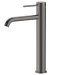 Otus Slimline SS Highrise Basin Mixer Curved Spout Gun Metal