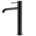 Otus Slimline SS Highrise Basin Mixer Curved Spout Matt Black