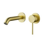 Otus Slimline SS Wall Basin Mixer Separate Back Plate Trim Kits Brushed Gold