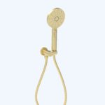 Cora Round Hand On Shower On Wall Outlet Bracket Brushed Gold