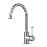 Clasico Heritage Federation Gooseneck Sink Mixer Ceramic Handle Brushed Nickel