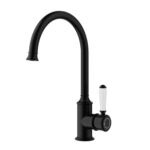 Clasico Heritage Federation Gooseneck Sink Mixer Ceramic Handle Matt Black