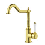 Clasico Heritage Federation Sink Mixer Ceramic Handle Brushed Gold