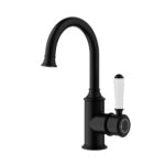 Clasico Heritage Federation Gooseneck Basin Mixer Ceramic Handle Matt Black