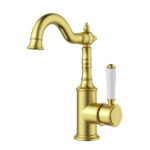 Clasico Heritage Federation Basin Mixer Ceramic Handle Brushed Gold