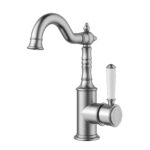 Clasico Heritage Federation Basin Mixer Ceramic Handle Brushed Nickel
