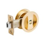 Satin Brass Round Cavity Suite Privacy Sliding Lock