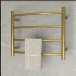 Brushed Gold 4 round Heated Towel Rails curved 440*500*135