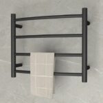 Matt Black 4 round bars Heated Towel Rail curved 440*500*135