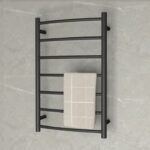 Matt Black 7 round Heated Towel Rail curved 800*500*135