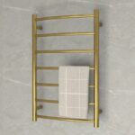 Brushed Gold 7 round Heated Towel Rails curved 800*500*135