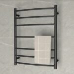 Matt Black 7 Heated Towel Rails (3+1+3) curved 800*600*145