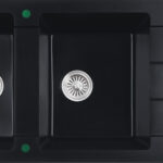 Cora Black Granite Sink Double Bowl with drainer 1160x500x210