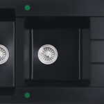 Cora Black Granite Sink One & Half Bowl with drainer 1160x500x210