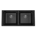 Cora Granite Sink Double Bowl 833X467X240 Black