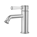 Ikon Clasico Basin Mixer Brushed Nickel Ceramic Handle