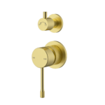 Brushed Gold Wall Mixer Trim Kit With Diverter On Separate Backplate