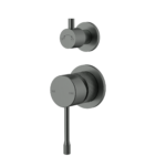 Gun Metal Wall Mixer With Diverter On A Separate Backplate