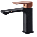 Matte Black With Rose Gold Seto Basin Mixer