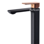 Matte Black With Rose Gold Seto High Rise Basin Mixer