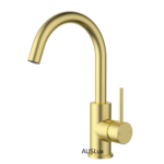 Brushed Gold Otus Slimline Gooseneck Basin Mixer