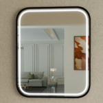 Black Frame LED Square Mirror with Rounded Corners 750*750