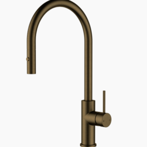 Otus Slimline SS Gooseneck Pull-Out Sink Mixer  Antique Brass